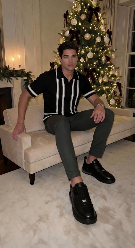 A customer photo showing black sneakers